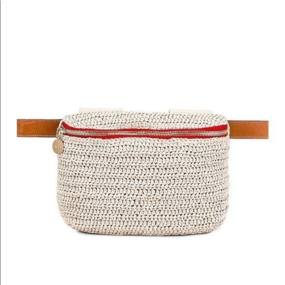 Clare V. Woven Cream Fanny Pack NWT Tan Leather Belt Bag